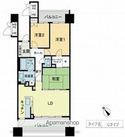 ベレーサ鶴舞公園(3LDK/3階)の間取り写真
