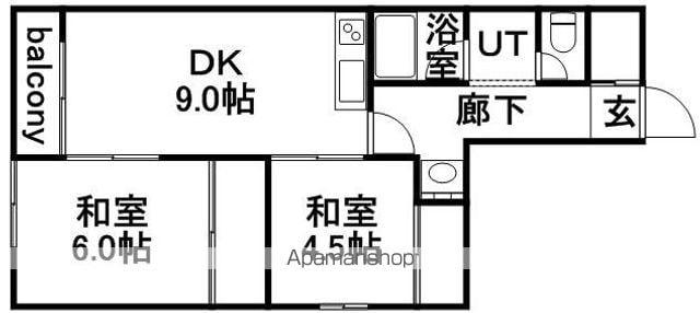 サウスヒル(2DK/2階)の間取り写真