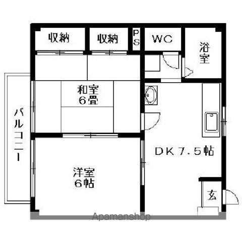 レイクヒルズ(2DK/2階)の間取り写真