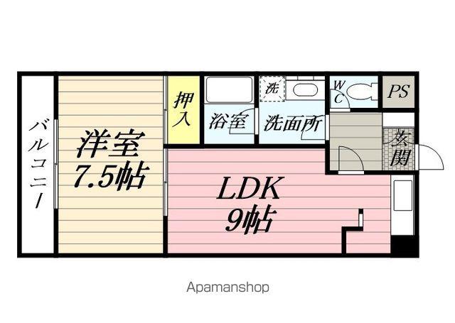 レジデンス領下(1LDK/2階)の間取り写真
