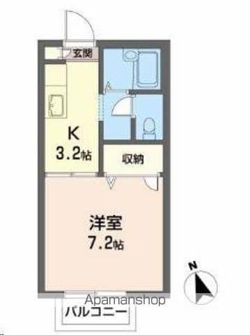 シャルマン西勝山(1K/2階)の間取り写真
