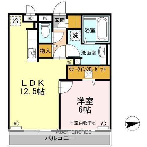 MDPマンション矢巾 B(1LDK/1階)の間取り写真