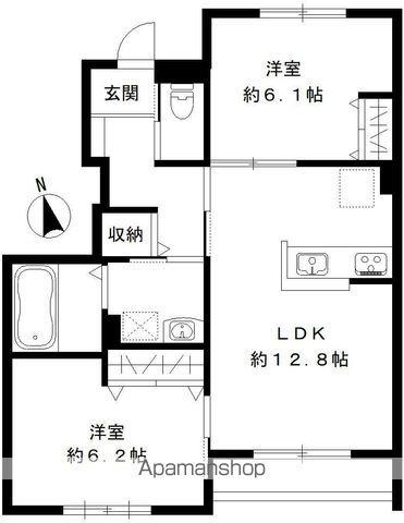 グレイスガーデン A棟(2LDK/1階)の間取り写真