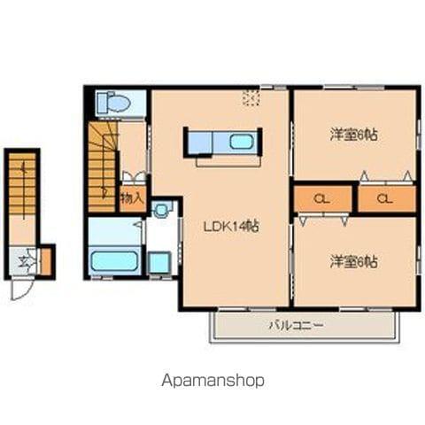 ツインパル阿恵Ⅱ(2LDK/2階)の間取り写真