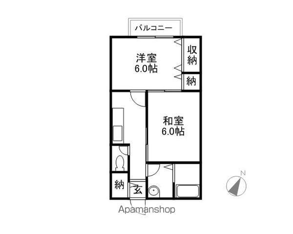 キャッスル24A(2K/1階)の間取り写真