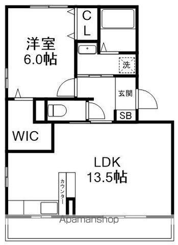 クレソン(1LDK/2階)の間取り写真