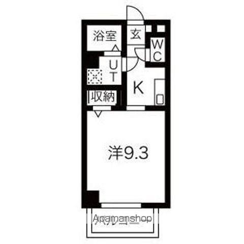 ステージ中央(1K/3階)の間取り写真