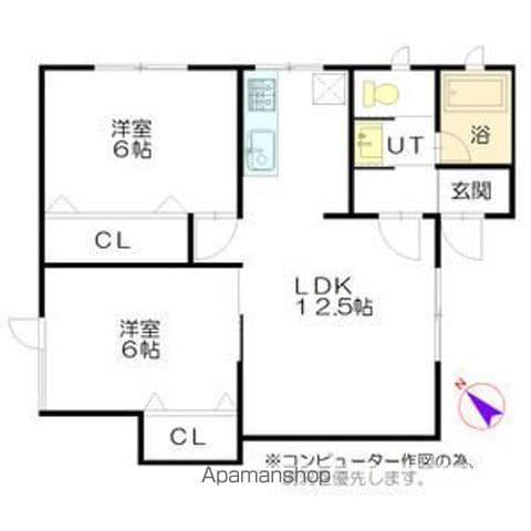 ハイツ6・1B(2LDK/1階)の間取り写真