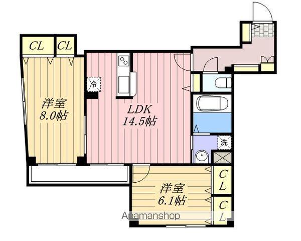 アルコバレーノシンメイ(2LDK/3階)の間取り写真