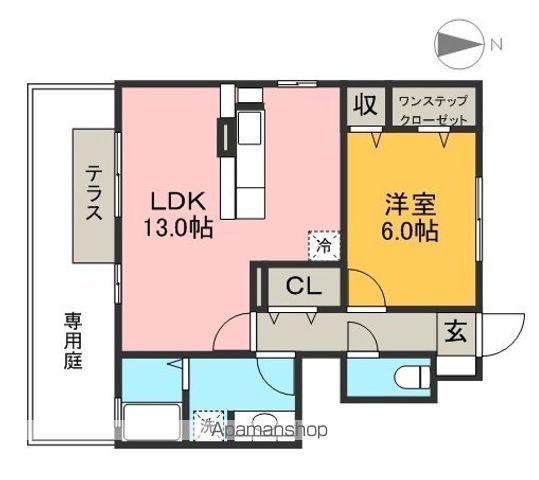 アメージングパル(1LDK/1階)の間取り写真