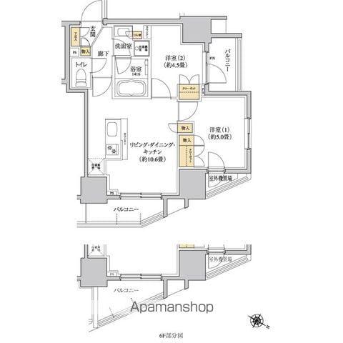 グレーシアフィット三軒茶屋(2LDK/14階)の間取り写真