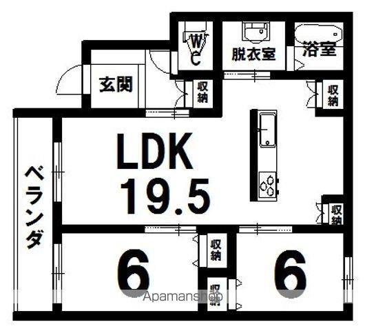 LEVANTEⅥ(2LDK/1階)の間取り写真