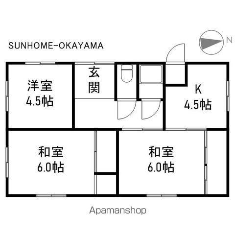 宇野線 備前西市駅 徒歩57分 1階建 築57年(3K)の間取り写真