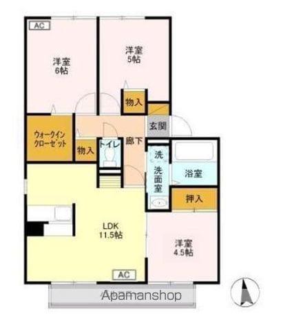 フラワーハウス(3LDK/2階)の間取り写真