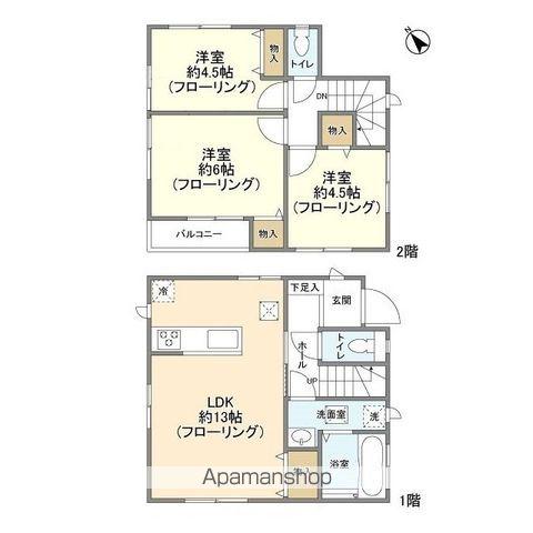 東武伊勢崎・大師線 大袋駅 徒歩22分 2階建 築5年(3LDK)の間取り写真
