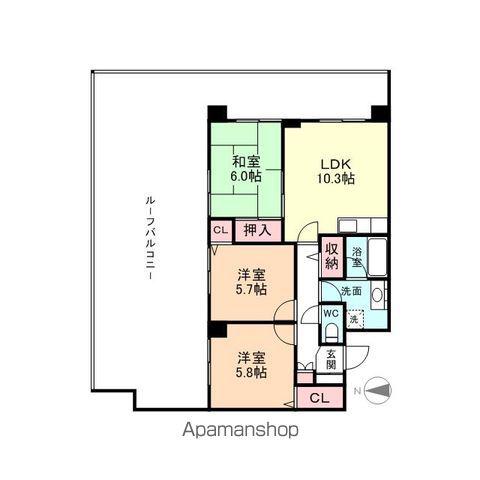 ダイアパレス南田町(3LDK/9階)の間取り写真