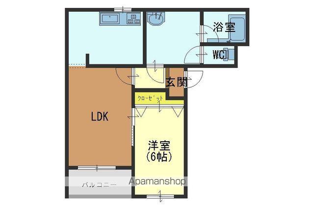 ロクセット(1LDK/1階)の間取り写真