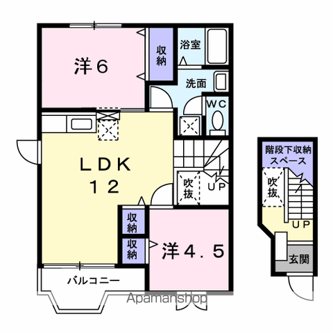 スカイ・ヒルズ(2LDK/2階)の間取り写真