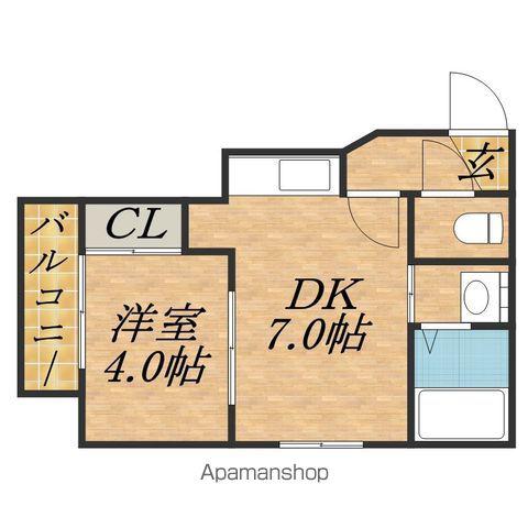 エアフォルグ北大Ⅱ(1DK/4階)の間取り写真