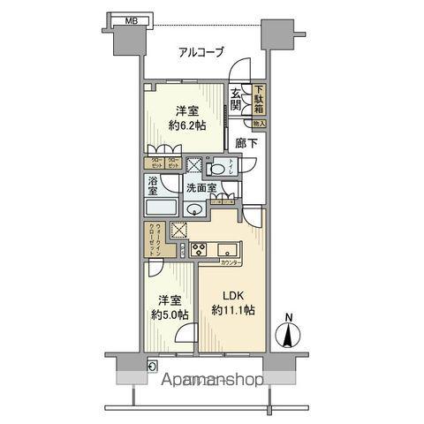 シエリア本郷駅前(2LDK/13階)の間取り写真