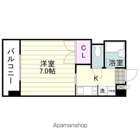 ベルハイム大学前(1K/2階)の間取り写真