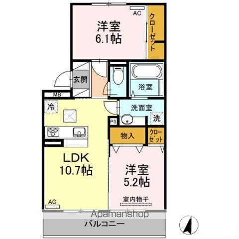 ウエスト ヴィレッジⅢ(2LDK/1階)の間取り写真