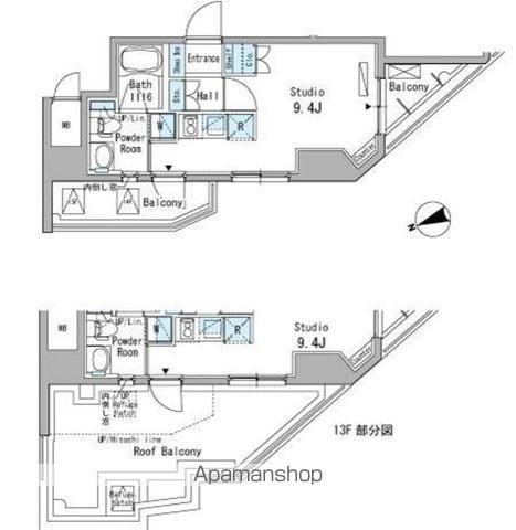 パークアクシス駒込 13階階 間取り