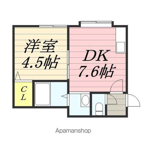 プロスペリティ(1DK/2階)の間取り写真