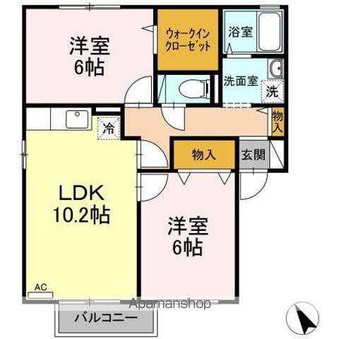 アルス明石台 AH(2LDK/2階)の間取り写真
