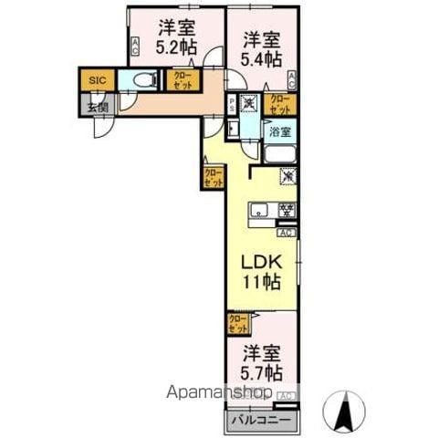 セレスティア小茂根(3LDK/2階)の間取り写真