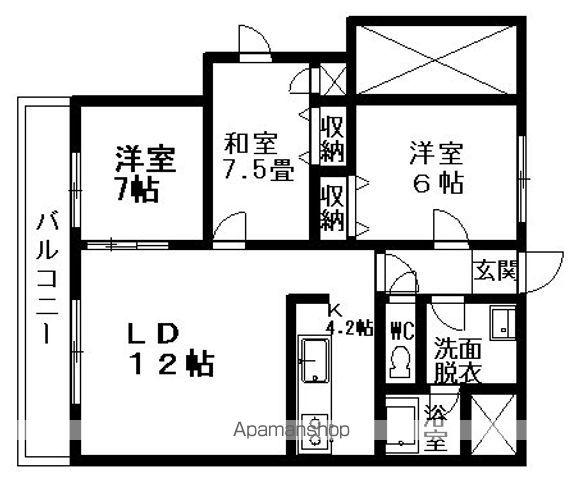 まるせん第2ハイム(3LDK/3階)の間取り写真