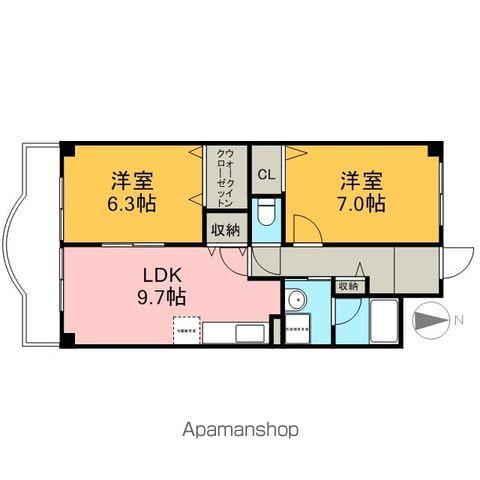 ウィルあじま(2DK/2階)の間取り写真