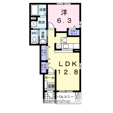 メリーブライトA(1LDK/1階)の間取り写真