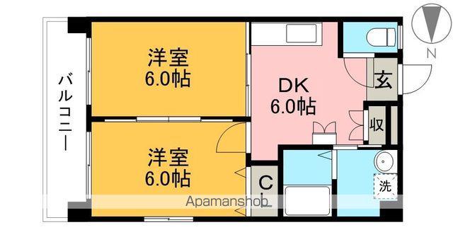 ヴィラ鯉ノ丸 Ⅰ(2DK/3階)の間取り写真