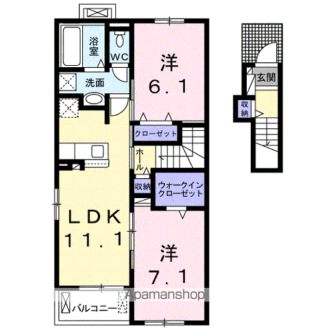 グランツリーベ Ⅰ(2LDK/2階)の間取り写真