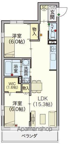 シニア限定ヘーベルVILLAGE春日(2LDK/3階)の間取り写真