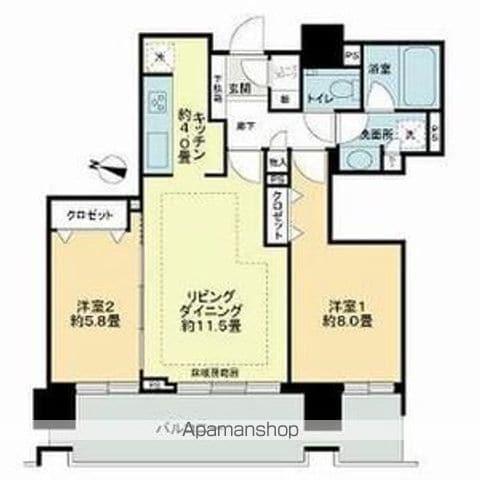 プレミストタワーズ札幌苗穂 AQUAGATE(2LDK/17階)の間取り写真