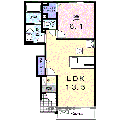 サントノーレ(1LDK/1階)の間取り写真