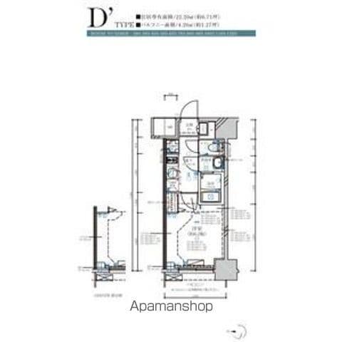 ディアレイシャス名古屋大須通(1K/8階)の間取り写真