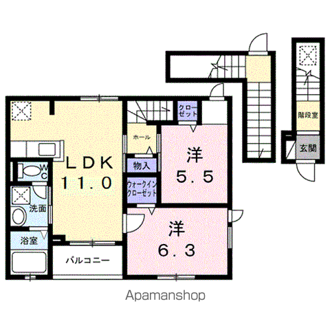 カーサ・ヴェルデ(2LDK/3階)の間取り写真