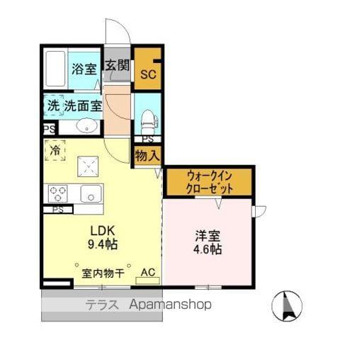 D-ROOM宮田東(1LDK/1階)の間取り写真