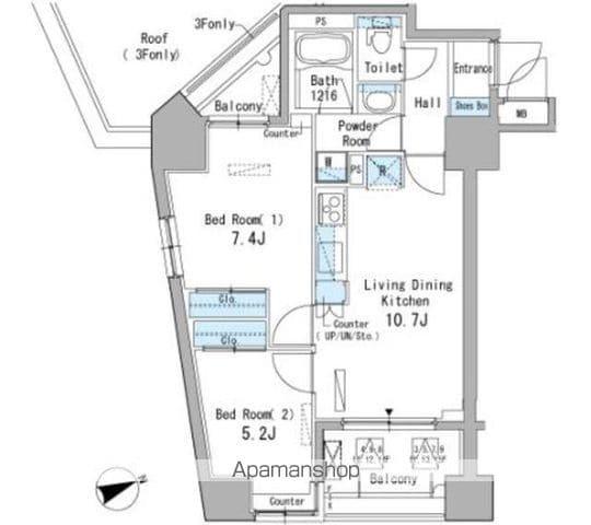 パークアクシス駒込(2LDK/9階)の間取り写真