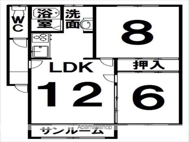 リッチハウスB(2LDK/2階)の間取り写真