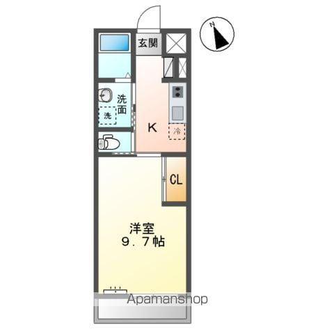 ハピネス(1K/2階)の間取り写真