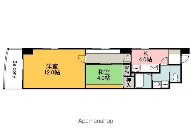 パーセ宝町(2K/4階)の間取り写真