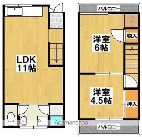三宝町５丁２９０−５５テラス(2LDK)の間取り写真