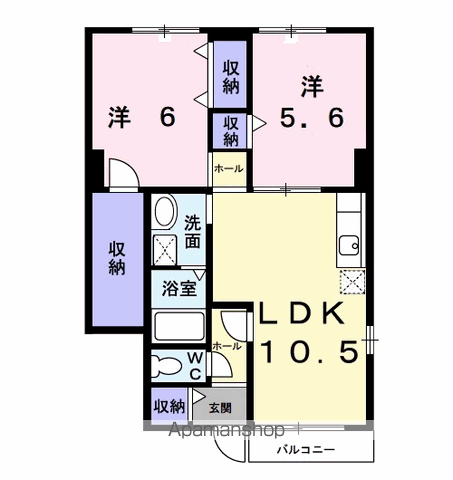 アヴニールⅢ(2LDK/1階)の間取り写真