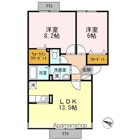 ドミール旭A(2LDK/1階)の間取り写真