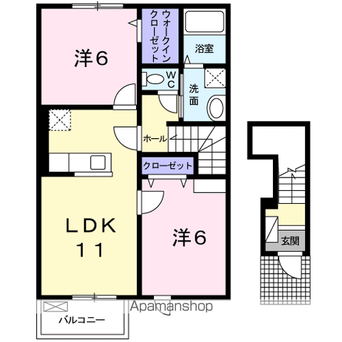 カーサ・ルーリオ2(2LDK/2階)の間取り写真