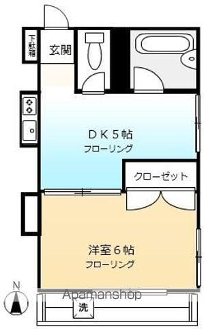 デュオ松原(1DK/2階)の間取り写真